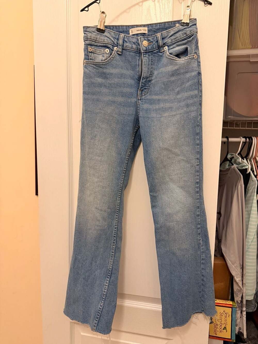 MNG Jeans Size XXS Blue Denim Raw Hem